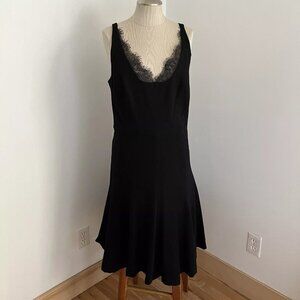 ALTUZARRA For Target Black Ponte Dress Lace Insets Neckline Fit &Flare Size 4